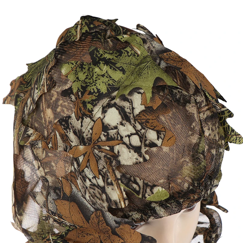 3D тренировочная маска камуфляжная тонкая дышащая для охоты с листьями лица |