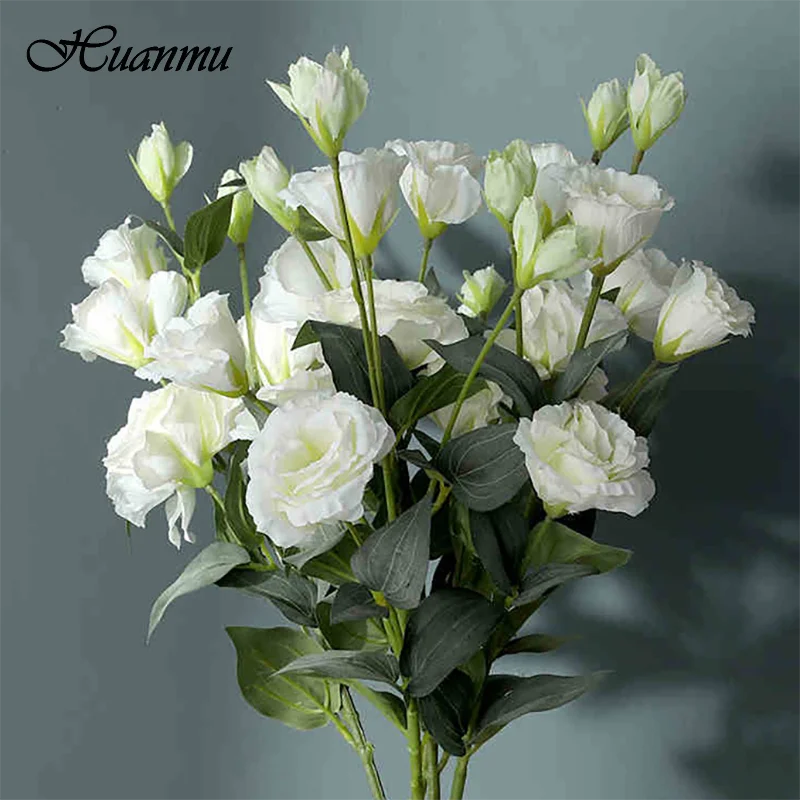 

1PC European Artificial Flower 3 Heads Silk Fake Eustoma Gradiflorus Lisianthus Xmas Wedding Party Home Decorative 12 Colours