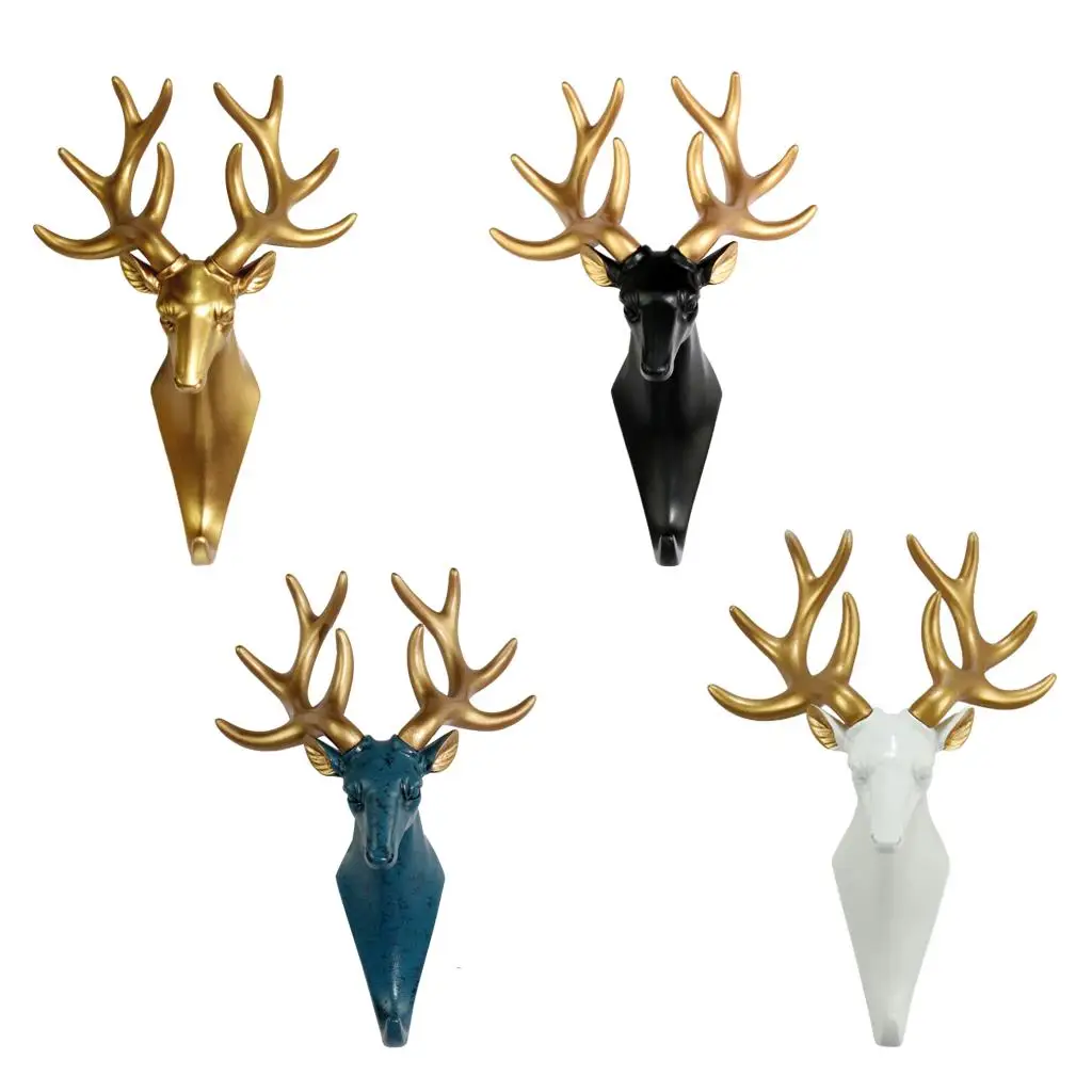 

2020 New Deer Animal Deer Head Hook Wall Hanger Clothes Rack Resin