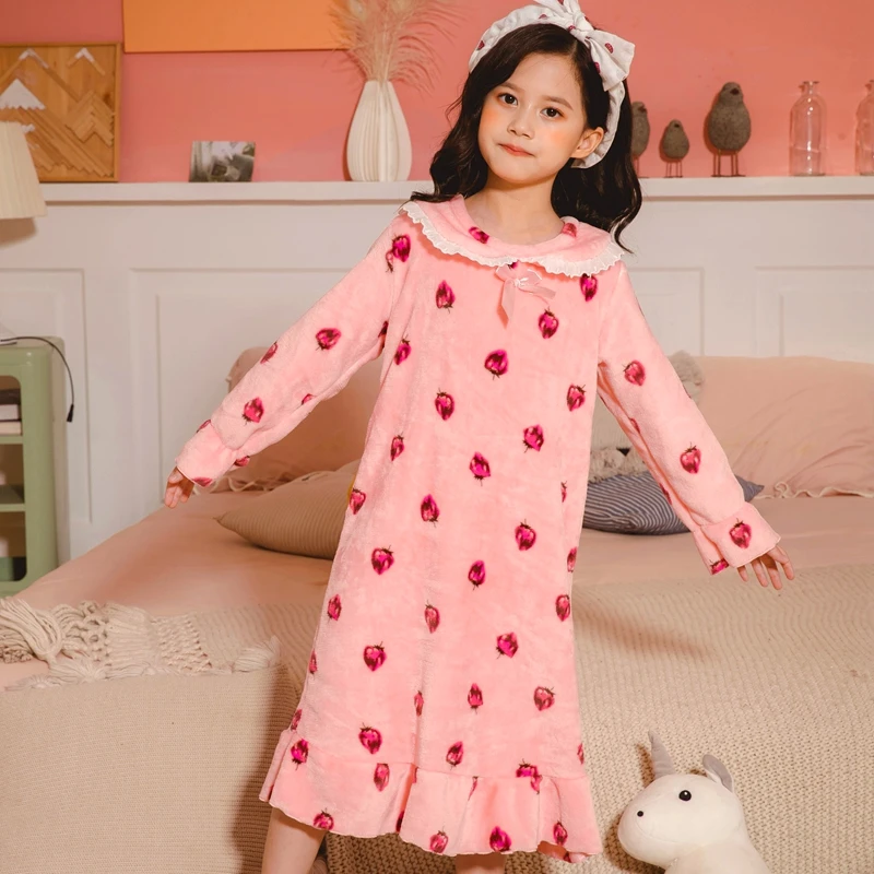 Детская фланелевая ночная рубашка Милая Ночная сорочка принцессы для девочек на