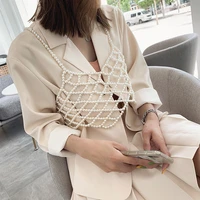 cross border hot style fashion pearl lady handmade vest europe and the united states trend of creative woven jewelry strap chest