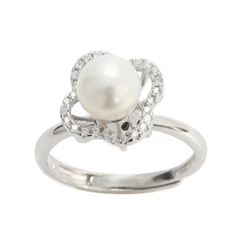

Luxury 925 Sterling Silver Pearl Ring for Women Engagement Rotated Spins Zircon Ring Settings Base Charms Accessories Wholesale