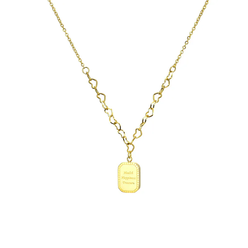

Stylish Square Pendant Chain Necklace Stainless Steel Gold Collar Collier Jewelry Stylish Necklace for Women Gift