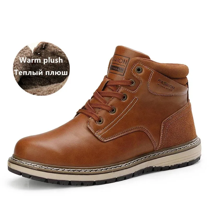 2021 New Winter Men Snow Boots Outdoor Waterproof Men Sneakers Plush Warmth Boots Winter Men Hiking Boots Men Shoes 40-47