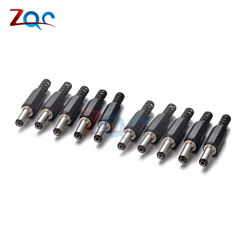Male Jack 10pcs 10 шт. DC контакт разъема питания 2,1x5,5 мм Гнездовой разъем Jack+ штекер Jack гнездо адаптер PCB Крепление DIY разъем адаптера 2,1X5,5 - Цвет: Male Jack 10pcs