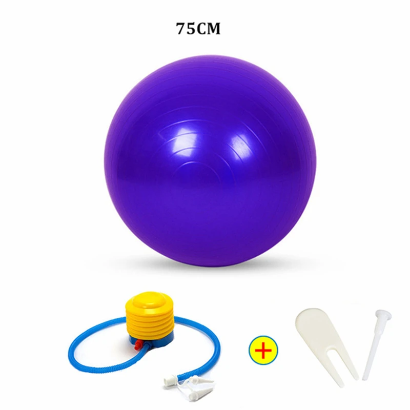 purple 75cm With-acc 45/55/65/75/85 см мяч для занятий йогой Анти-взрыв гимнастический Аэробные Фитнес стабильность баланс упражнений Йога Пилатес тренировки для VIP покупателей - Цвет: purple 75cm With-acc