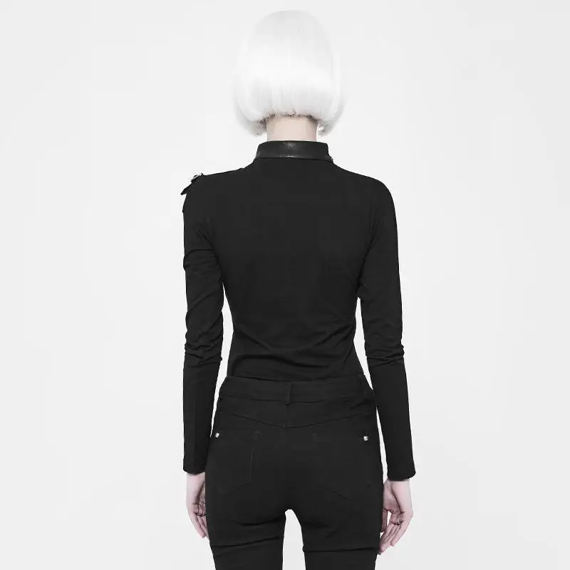 Женская футболка с длинным рукавом и металлической молнией в готическом