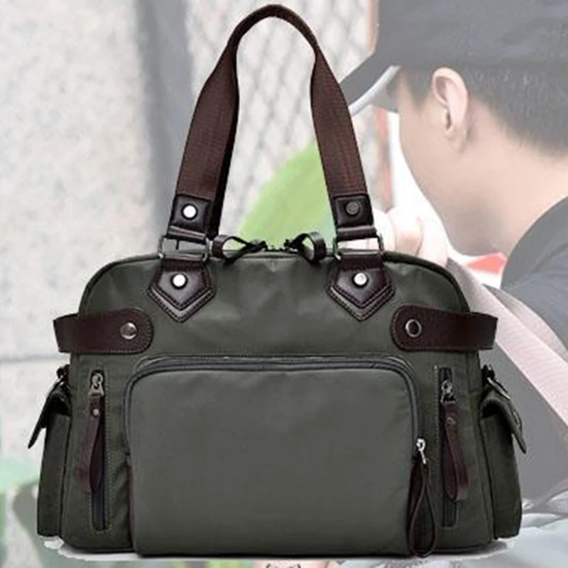 Men's Shoulder Bag Nylon Material British Casual Fashion School Style High Quality Multi-function Large Capacity Design