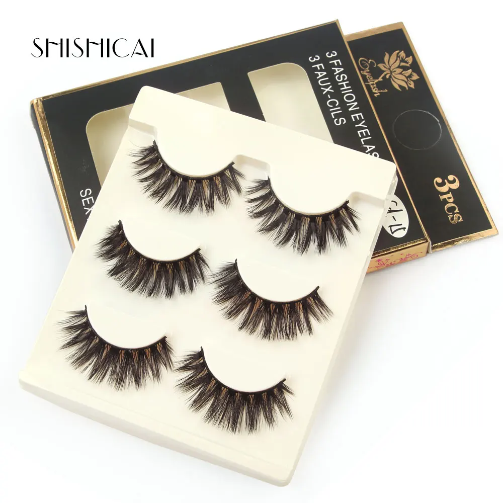 MAGEFY Новый 3 пары природных Накладные ресницы Поддельные длинные Макияж 3D норки