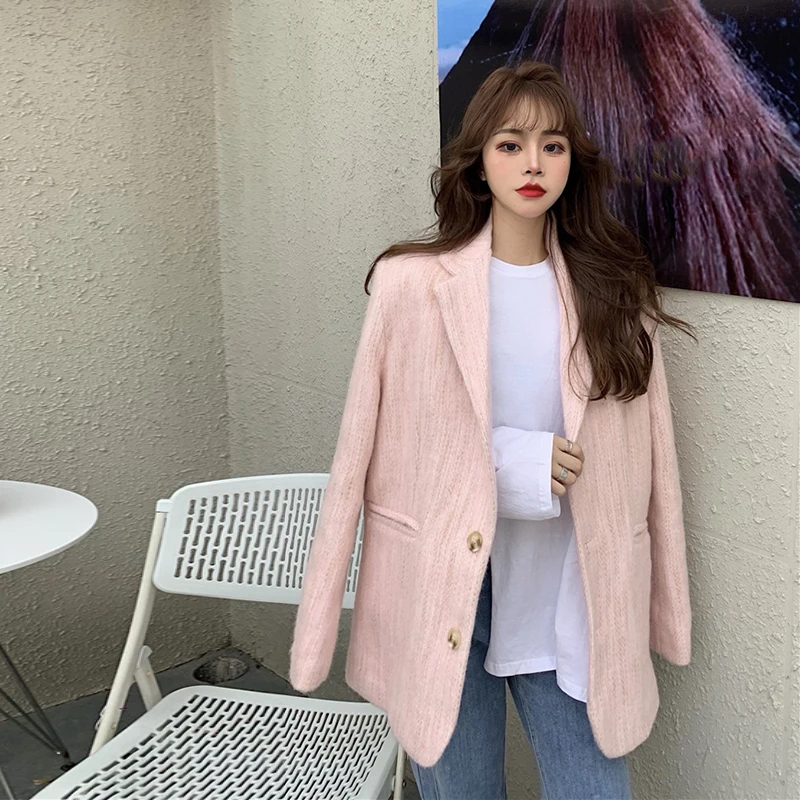 Корейский модный Женский блейзер элегантный тонкий повседневный простой