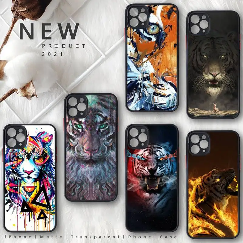 

tiger Phone Case For iphone 13 12 11 8 7 plus mini x xs xr pro max matte transparent cover