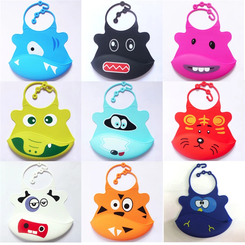 

Soft silicone bib unisex Cute Kid Infant Bibs Baby Silicone Bib Waterproof adjustable Saliva Dripping Bibs baberos bebe A40