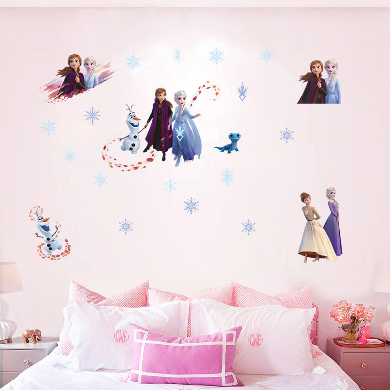 

Disney Frozen Princess Elsa Anna Olaf 30*60cm Wall Stickers For Kids Rooms Home Decor Cartoon Wall Decals Diy Pvc Mural Art