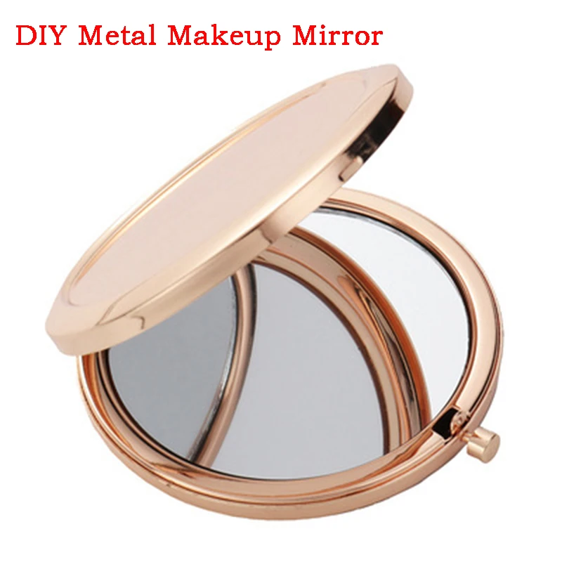 

Blank Sublimation Makeup Mirror Pocket Compact Folded Portable Small Round Mirror Metal Cosmetic For Christmas Gifts