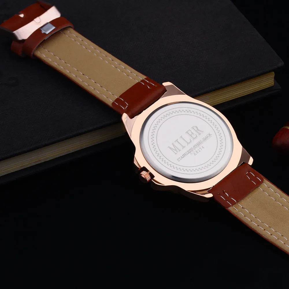 Часы наручные Miler мужские спортивные модные кварцевые с календарем кожаным