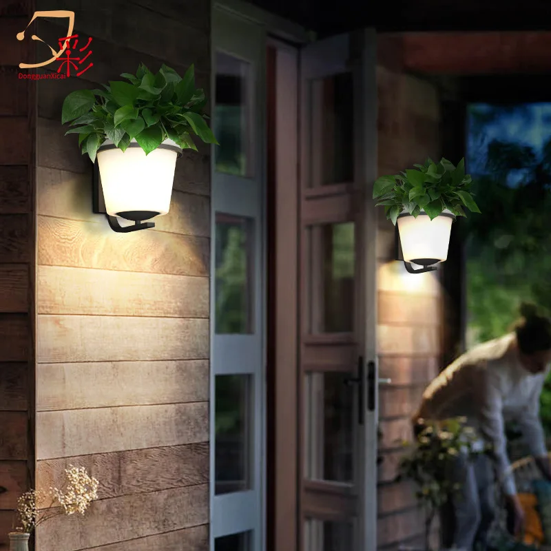 Светодиодный цветочный горшок настенная лампа креативный наружный двор