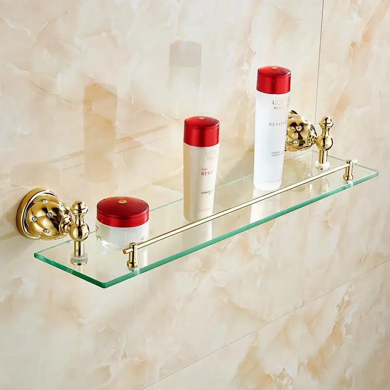 Полки для ванной комнаты твердая латунь золотой душ настенный держатель шампунь