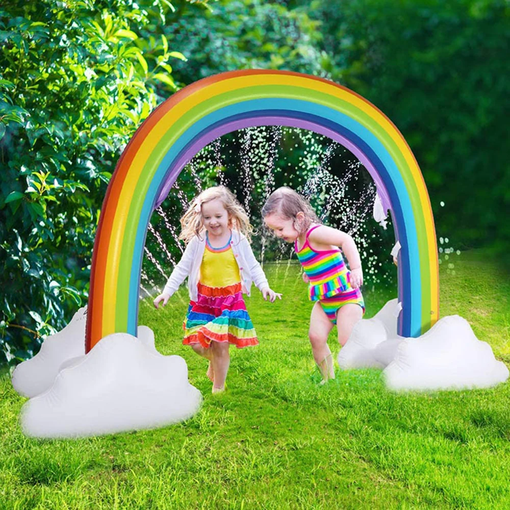 

Inflatable Rainbow Arch Outdoor Summer Sprinkler Toy Parents Children Toddlers Water Spray Toys for Party Birthday Festival