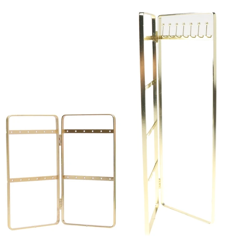 

2-Panel Jewelry Organizer, Metal Jewelry Holder, Foldable Jewelry Hanger, Portable Jewelry Display Rack for Earrings, Ne