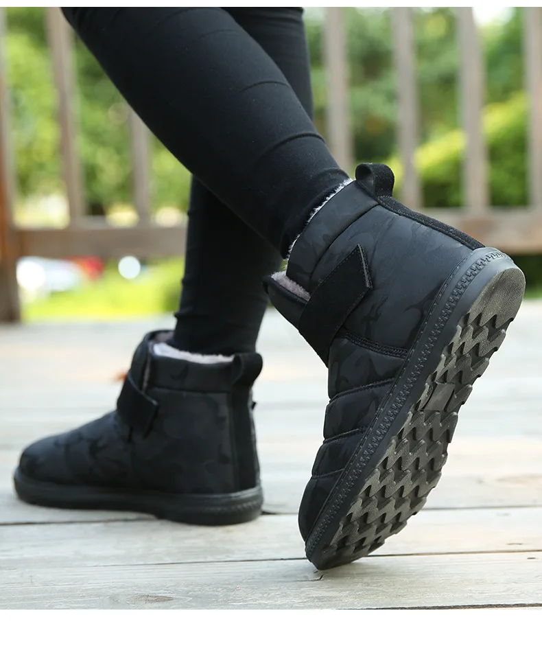 

Down Winter Men Boots 2019 New Waterproof Warm Ankle Snow Boots Warm Fur Casual Booties Shoes Men