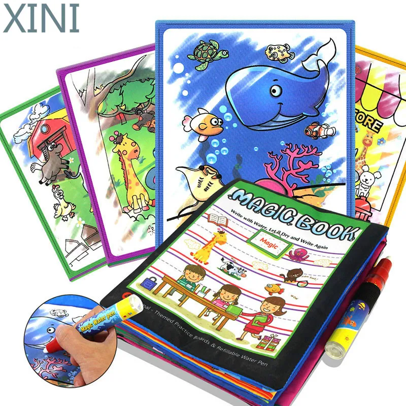 

Книжка для рисования водой XINI, волшебная детская раскраска, книжка-раскраска с волшебной ручкой, доска для рисования, обучающие игрушки для ...