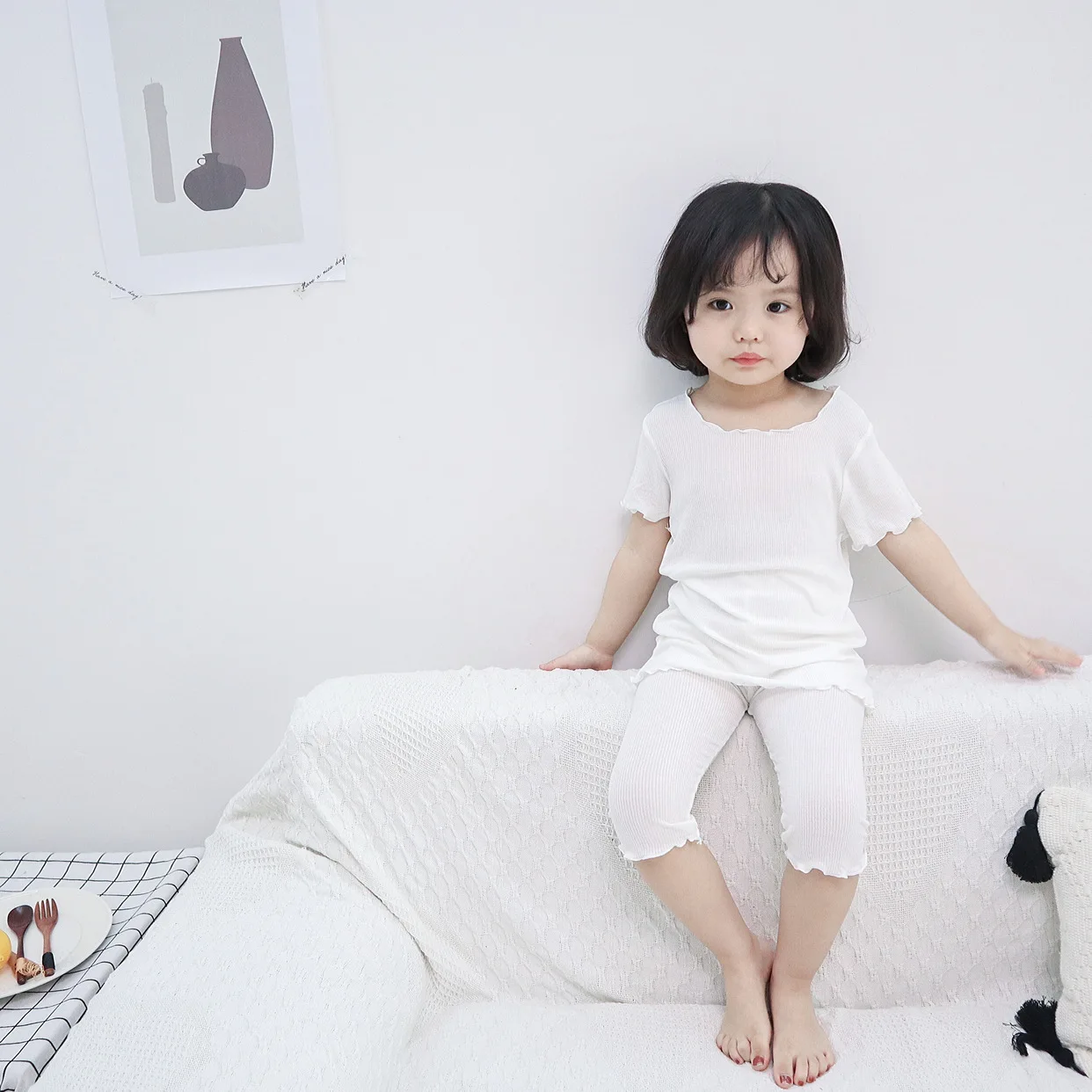 Пижамный комплект для девочек летняя одежда сна малышей детская футболка и брюки