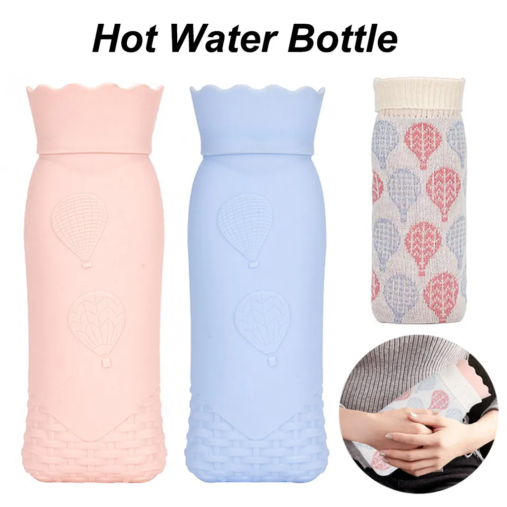 Силиконовая портативная зимняя бутылка для горячей воды сумка теплой вязаная