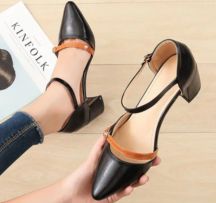 

Сандалии женские с открытым носком, босоножки на толстом каблуке, модная обувь, высокий каблук, лето