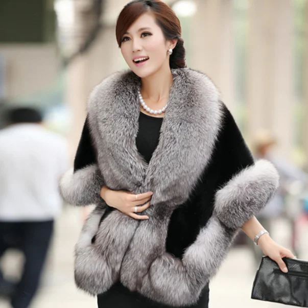 Новинка зимний женский кожаный жилет накидка из искусственного меха пальто