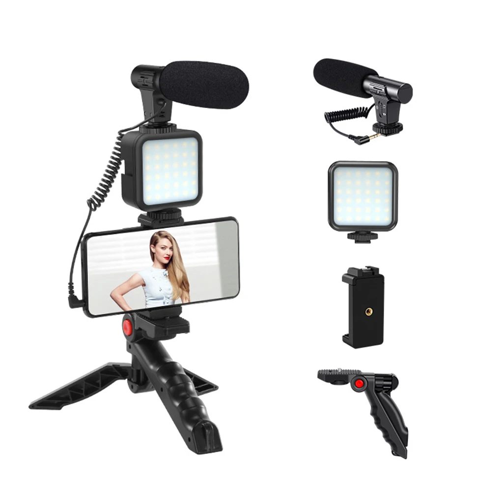 

Tripod Holder Kit Live Streaming 6000K 5W Fill Light Set Portable Video Recording Photography Set with Mic 2021
