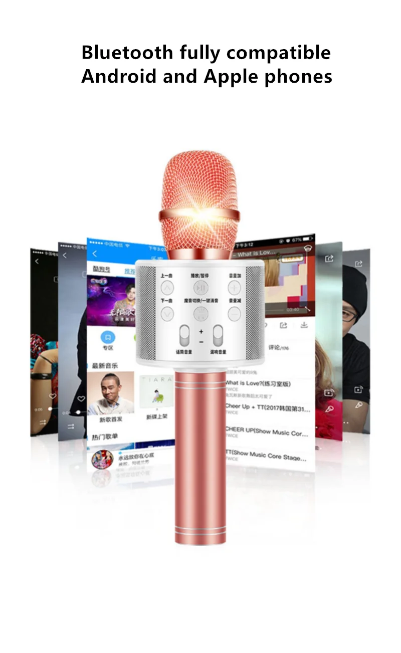 IMice WS858 профессиональный Bluetooth беспроводной микрофон динамик ручной караоке микрофон музыкальный плеер для вокала, с рекордером KTV Mic
