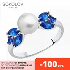 Кольцо SOKOLOV из серебра с жемчугом и фианитами, Серебро, 925, Женское, Оригинальная продукция