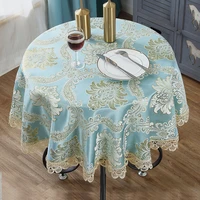 luxury european style roundsquare tablecloth with tassel embrodered table cover for wedding decor christmas round table cloth