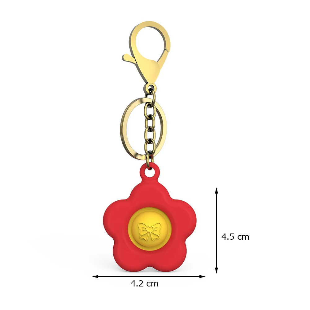 

Flower Push Bubble Keychain Toy Simple Dimple Fidget Sensory Toy Push Bubble for Adult Kid Autism Keychain