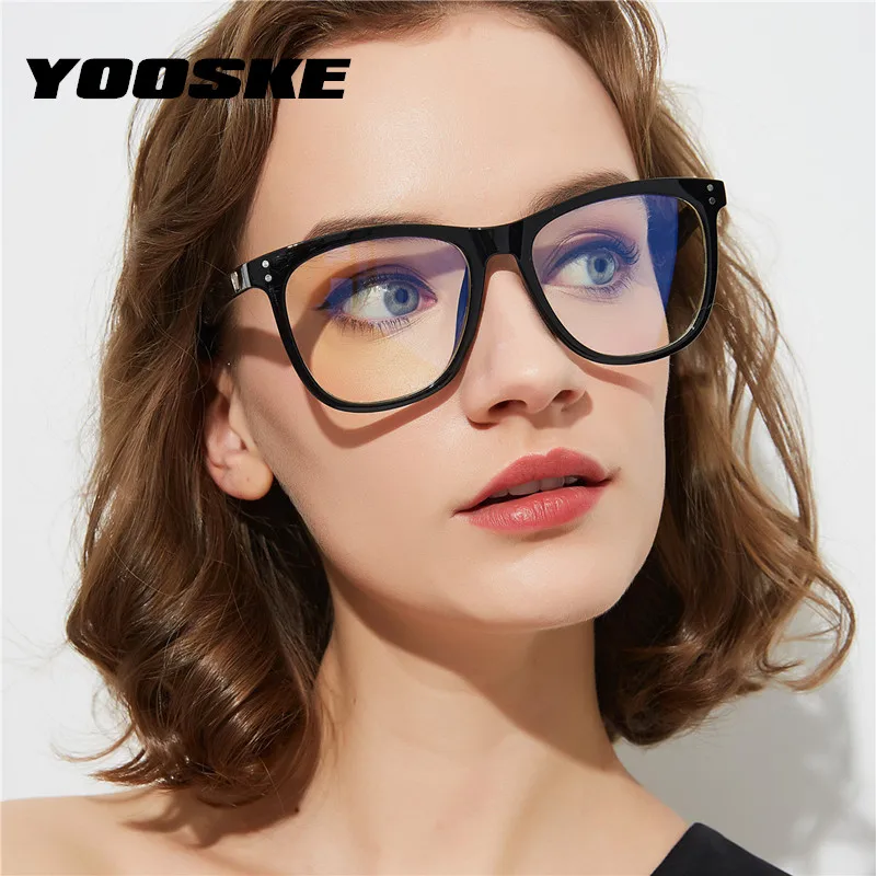 YOOSKE, анти-голубые очки, женские, прозрачные, большие очки, оправа, мужские, синий светильник, блокирующие линзы, компьютерные очки