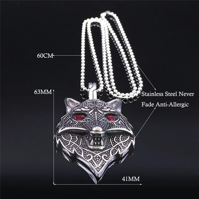 

2021 Viking Wolf StainlessSteel Crystal Charm Necklaces Animal Pendant Necklace Jewelrychane acier inoxydableNXS03