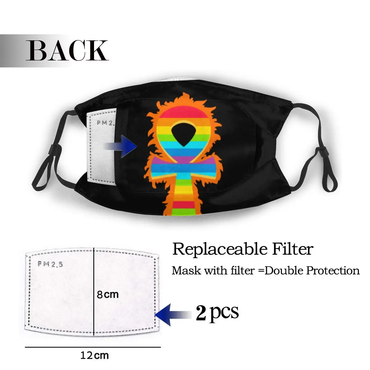 Защитная маска с фильтром черная кошка Ankh Разработанный Египет против пыли PM2.5