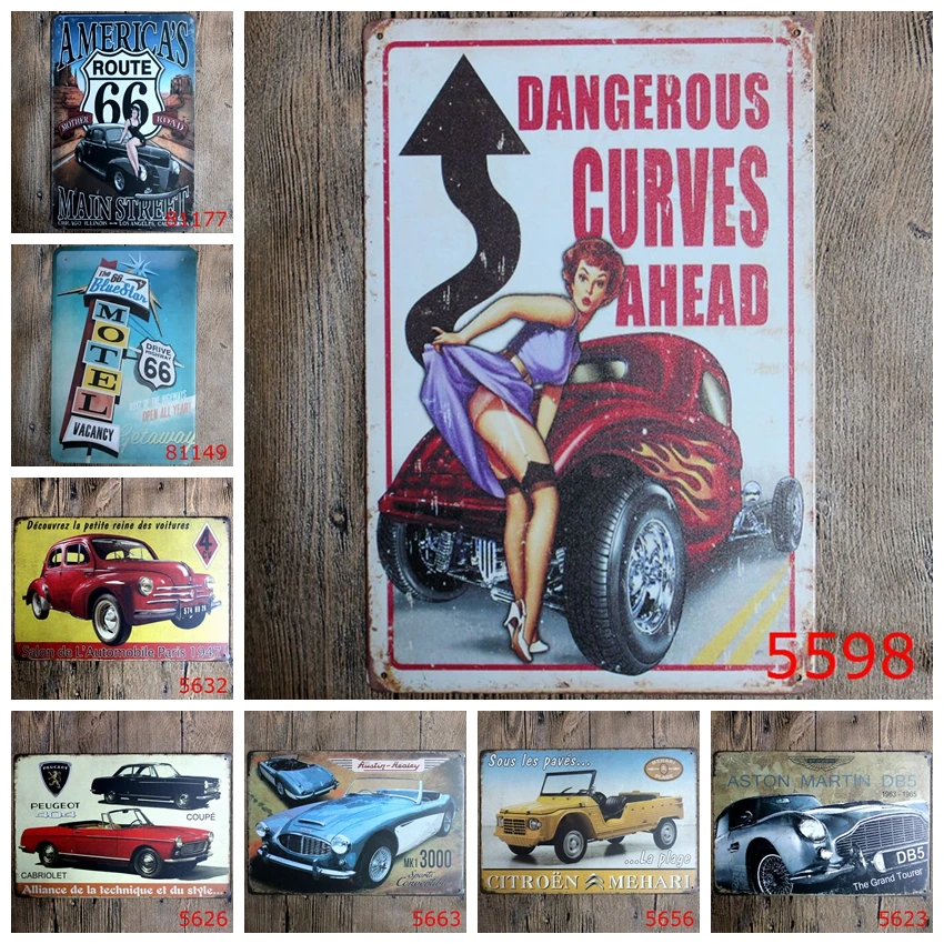 Классические настенные стикеры s винтажные оловянные знаки Route 66 стикер на стены