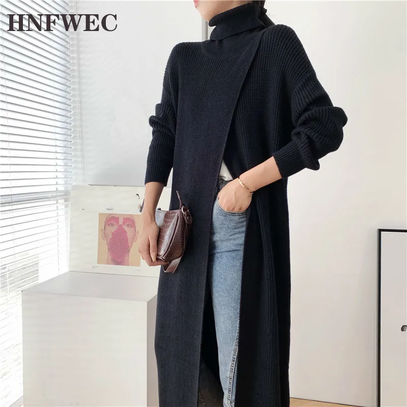 

women's long turtleneck sweater design pullover base with split fit long sleeve 2020 new kintted clothes famale V320