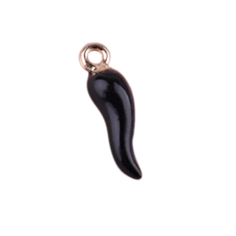 10pcs/lot Fashion New Red/Blue/Pink/Black Chili Horn Charm Talisman DIY Jewelry Making Craft Lucky Pendant