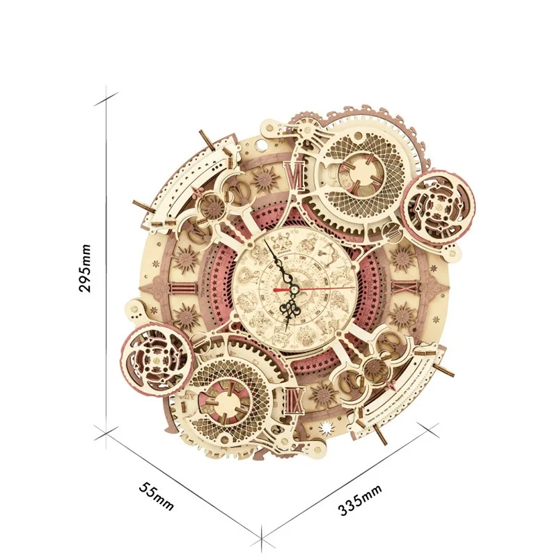 

3D Wooden Puzzles for Adults & Teens, Mechanical Gear Wall Clock Model Kit - Zodiac Wall Clock