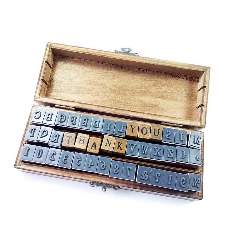 

4 Sets/lot Romantic Design Capital Letters&Numbers Retro Vintage Wooden Craft Box Alphabet Stamp Rubber Stamp Set (Wholesale)