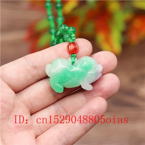 3D резной натуральный Изумрудный нефритовый поросенок кулон ожерелье Шарм жадеит