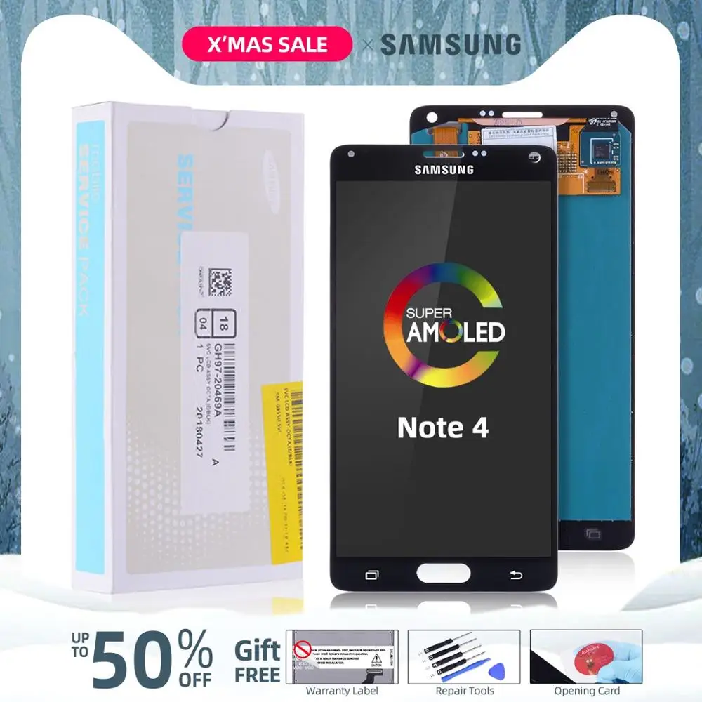 AMOLED Дисплей для SAMSUNG Galaxy Note 4 N910 N910A N910F N9100 LCD в сборе с тачскрином 5.7'' черный белый