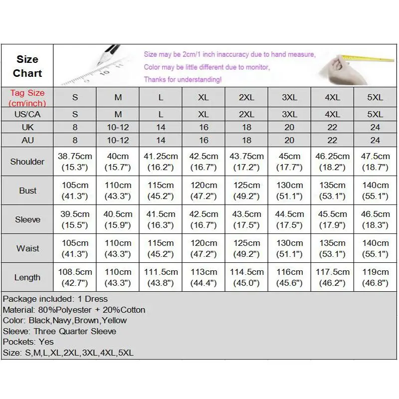 

VONDA Women Party Pleated Dress 2021 Ladies Casual 3/4 Sleeve Solid Long Maxi Dresses Bohemian Party Vestidos Plus Size Sundress