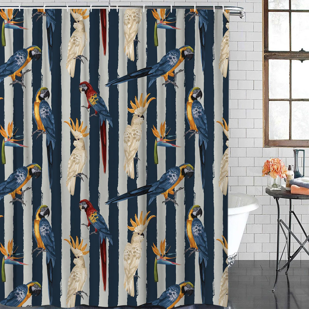 Попугай птица рая синий и серый полосы полосатый узор с золотым блеском