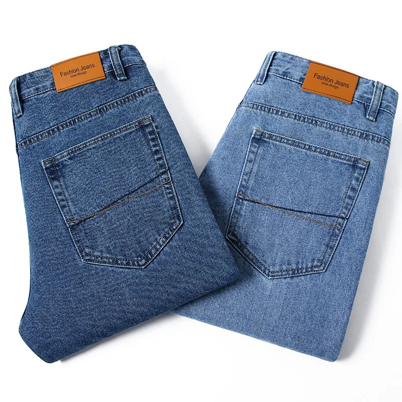 

2021 Spring And Autumn New Men's Fashion Jeans Loose Straight Cotton Business Denim Trousers Middle-Aged High Waist Casual Pants