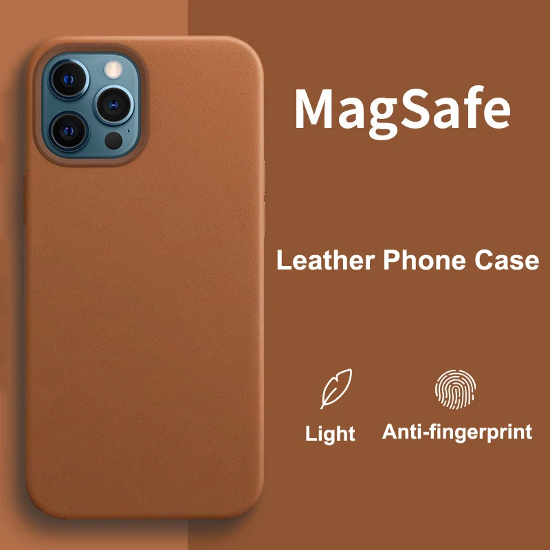 Чехол из натуральной кожи для iPhone 13 12 Pro Max Mini чехлы Magsafe Mag безопасный магнитный