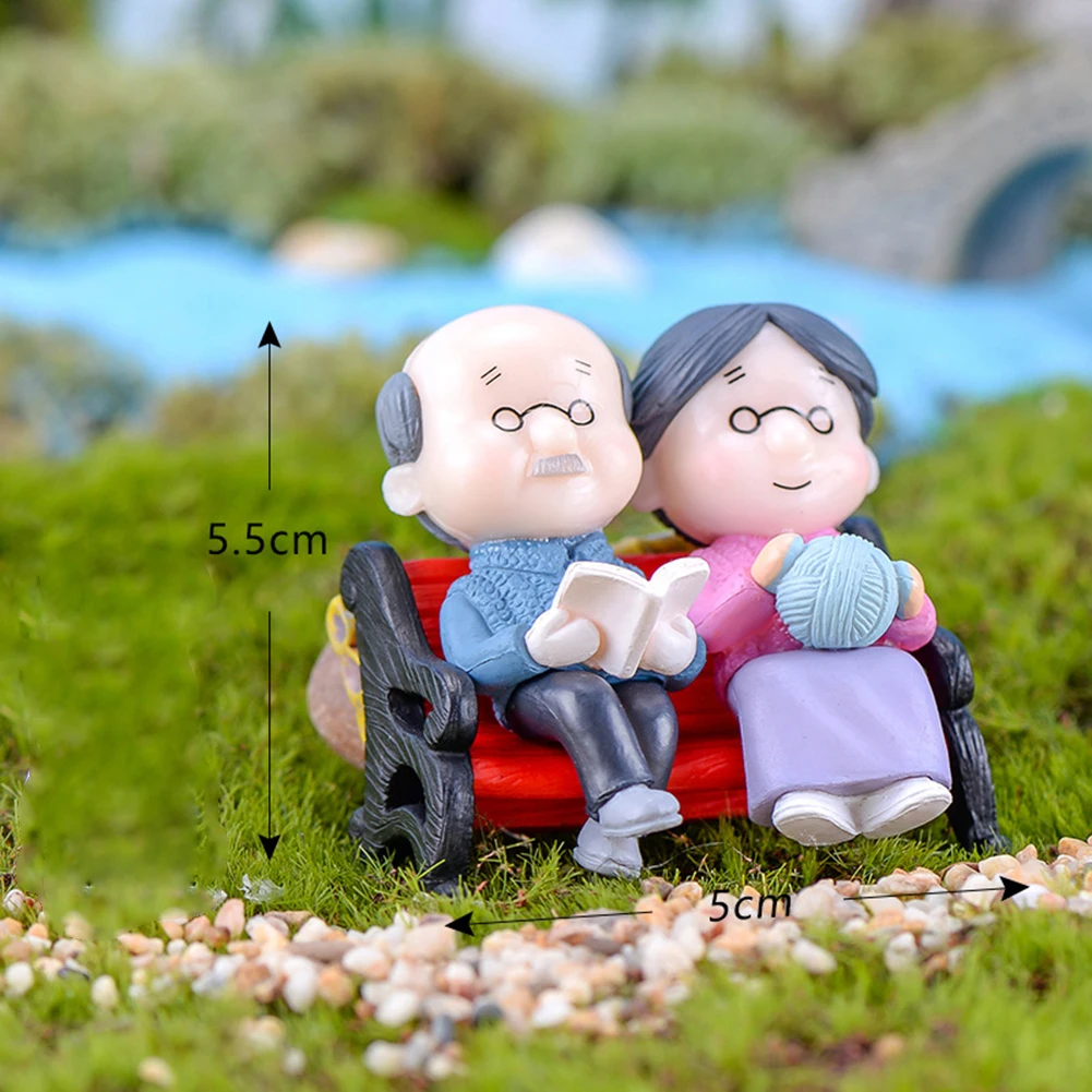 3Pcs/Set Grandparents Couple Chair Figurines DIY Miniature Scenery Ornaments HOT | Дом и сад
