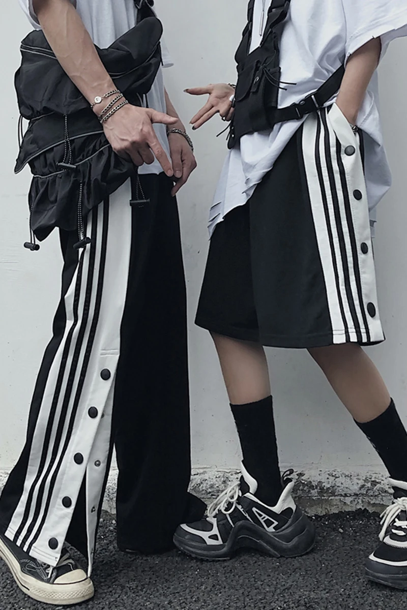 

Casual Pants Women's 2021 New Korean Ins Breasted Pants Loose Wide Leg Pants Lovers Casual Shorts Couples Dresses